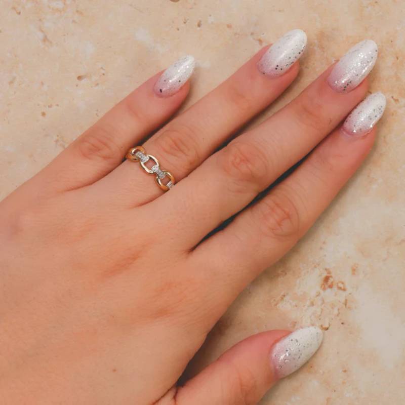 Shy Creation Kate Women's 0.07 ct. Diamond Link Ring in 14K Yellow Gold - Size 7