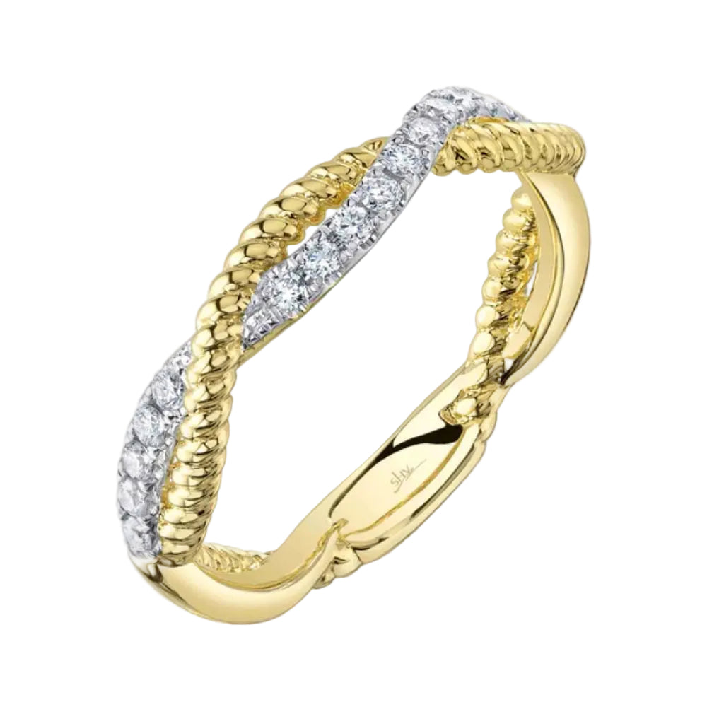 Shy Creation Kate 0.22 ct. Diamond Twisted Ring in 14K Yellow Gold - Size 7