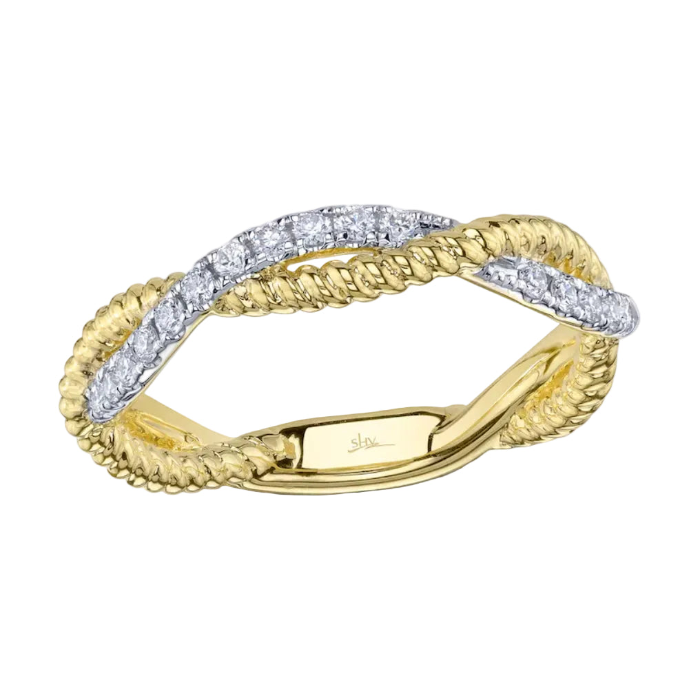 Shy Creation Kate 0.22 ct. Diamond Twisted Ring in 14K Yellow Gold - Size 7