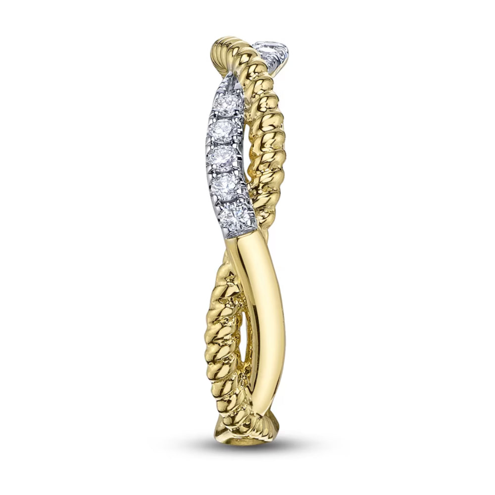 Shy Creation Kate 0.22 ct. Diamond Twisted Ring in 14K Yellow Gold - Size 7