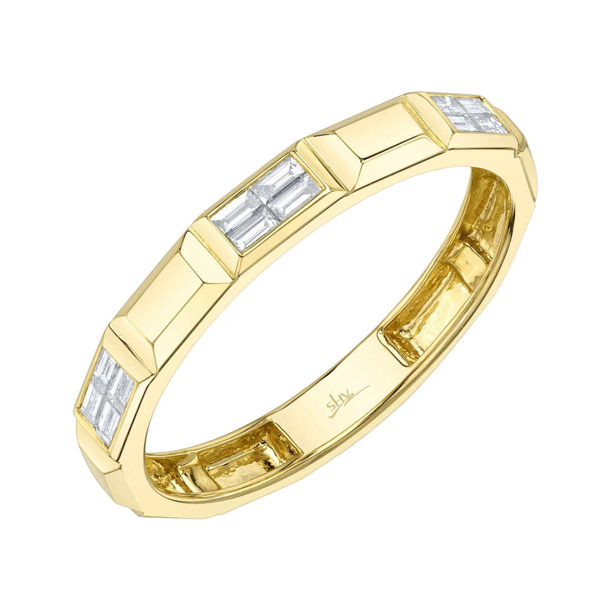 Shy Creation Kate Women's 0.17 ct. Diamond Baguette Geo Cut Band in 14K Yellow Gold - Size 7