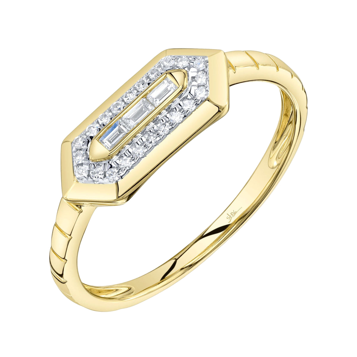 Shy Creation Vallon Women's 0.13 ct. Diamond Baguette Ring in 14K Yellow Gold (Size 7)