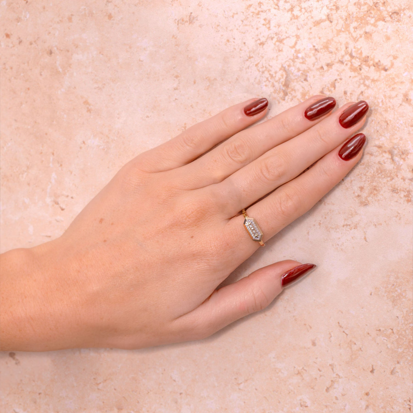 Shy Creation Vallon Women's 0.13 ct. Diamond Baguette Ring in 14K Yellow Gold (Size 7)