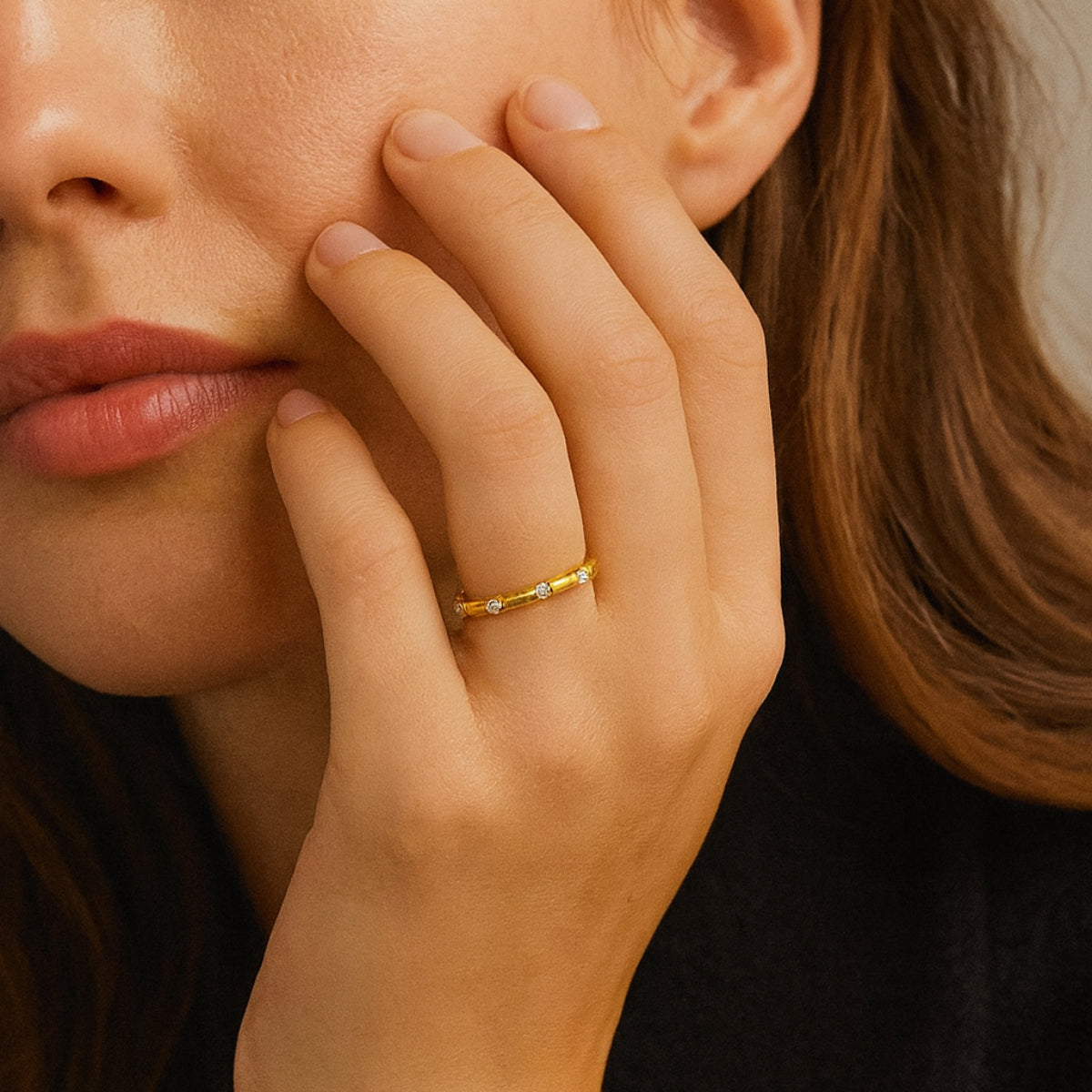 Shy Creation Kate Women's 0.18 ct. Diamond Band in 14K Yellow Gold - Size 7