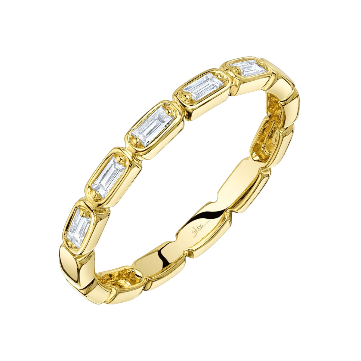 Shy Creation Kate Women's 0.16 ct. Diamond Baguette Band in 14K Yellow Gold - Size 7