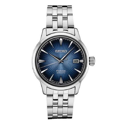 Seiko Men's Presage 23 Jewel Automatic Blue Dial Watch - Silver - Curacao