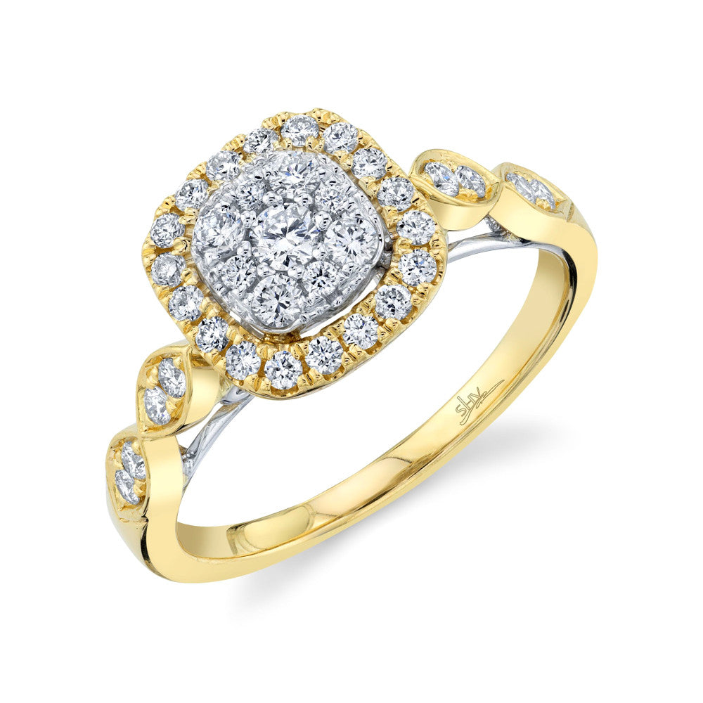 Shy Creation 0.53 ct. Diamond Cluster Engagement Ring in 14K Yellow Gold - Curacao