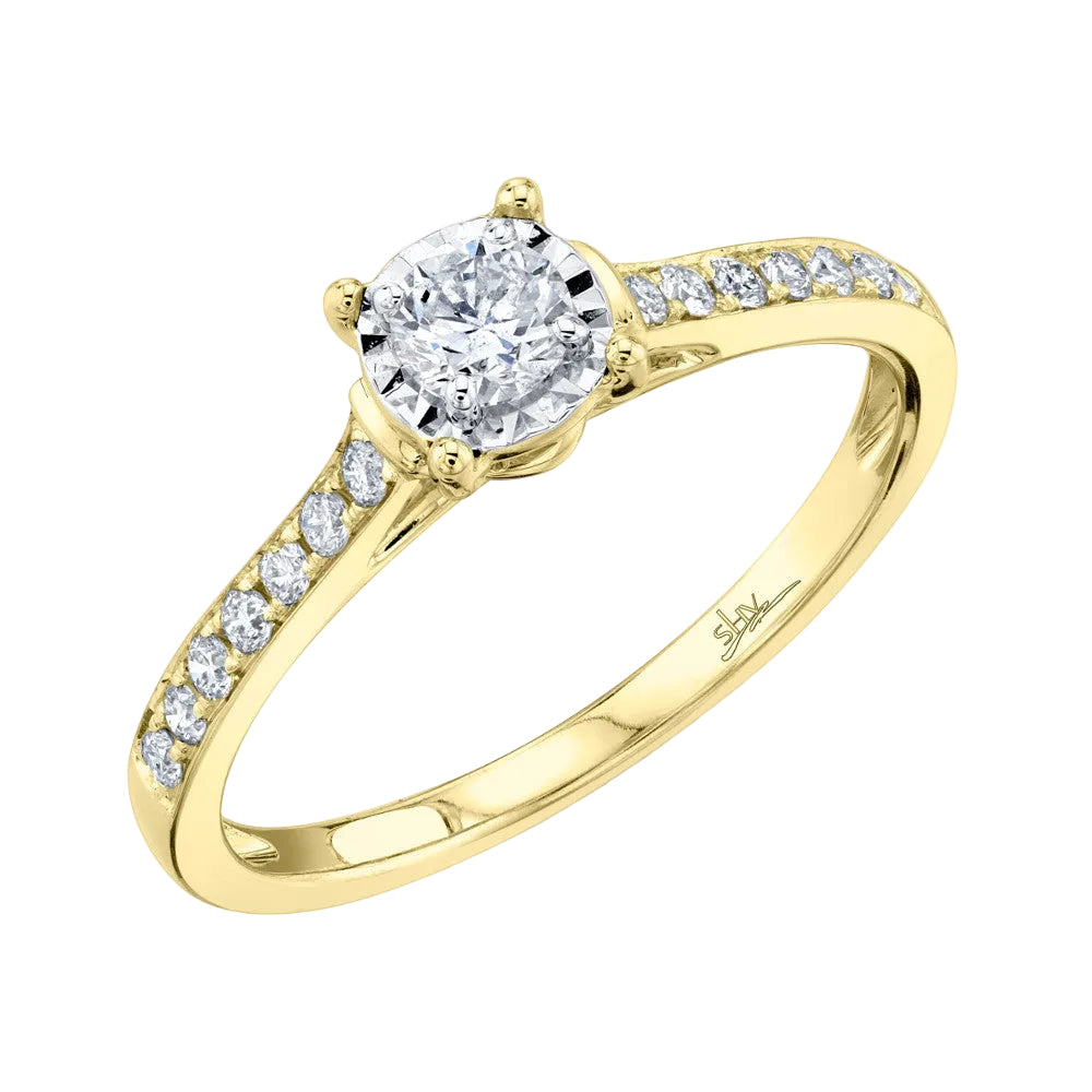 Shy Creation 0.39 ct. Round Diamond Engagement Ring in 14K Yellow Gold - Curacao