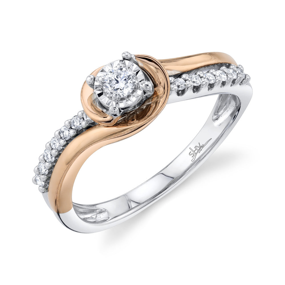 Shy Creation 0.22 ct. Round Diamond Engagement Ring in 14K Rose Gold - Curacao