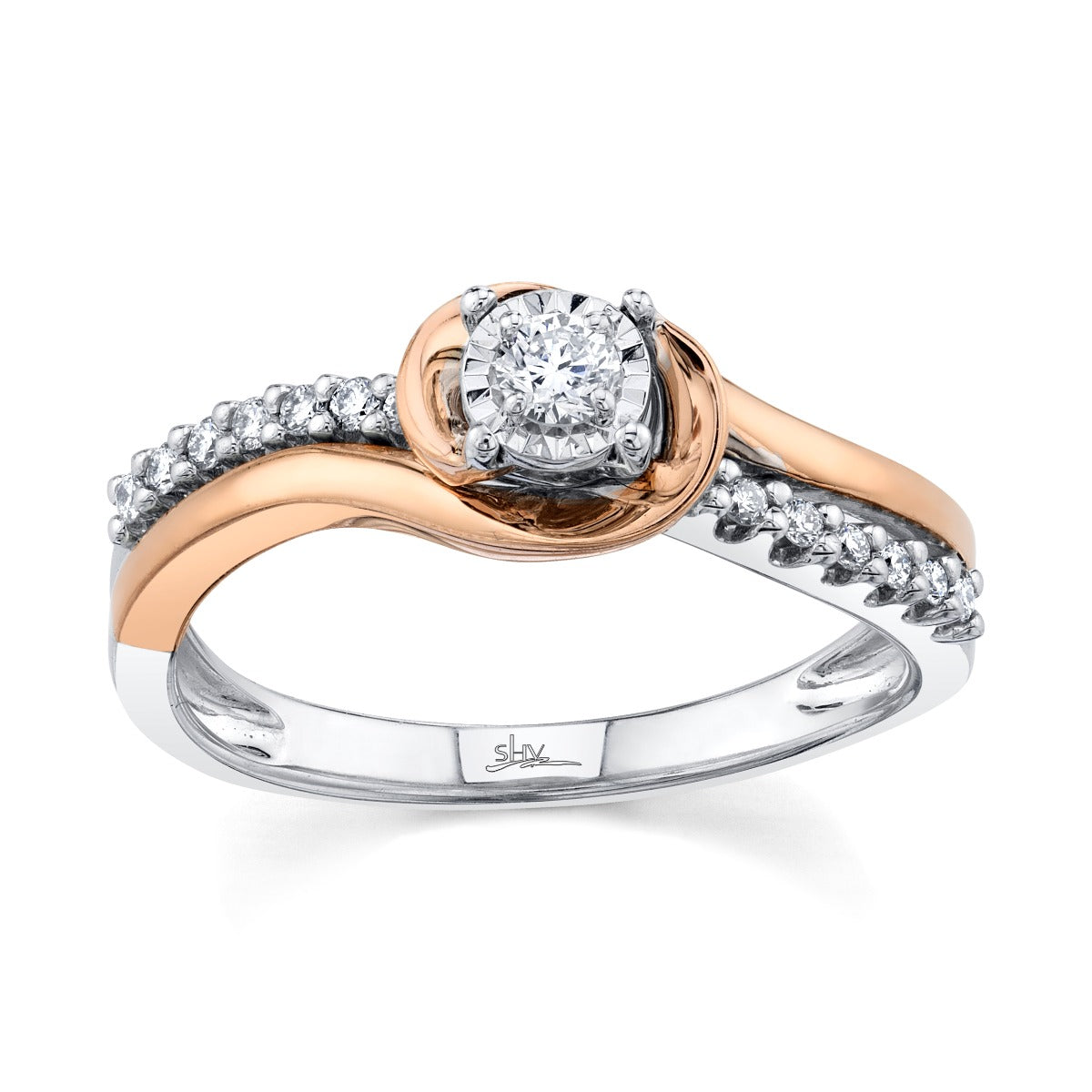 Shy Creation 0.22 ct. Round Diamond Engagement Ring in 14K Rose Gold - Curacao