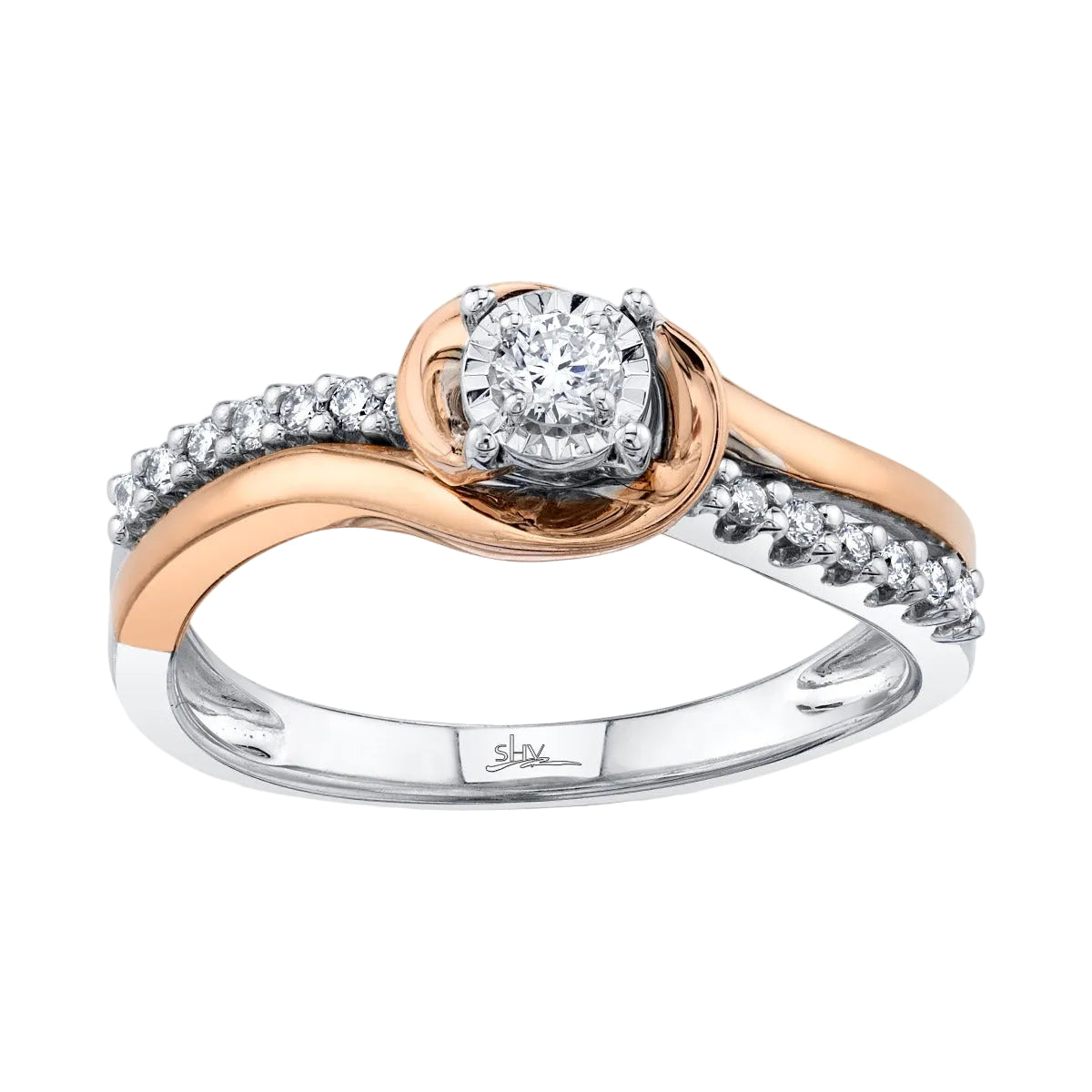 Shy Creation 0.22 ct. Round Diamond Engagement Ring in 14K Rose Gold - Curacao