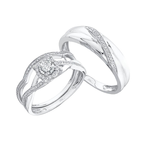 Shy Creation Women's 0.22 ct. Diamond Trio Set in 14k White Gold - Curacao