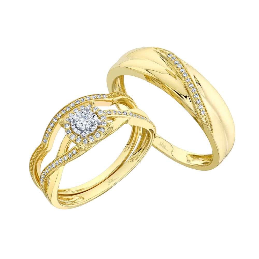 Shy Creation Women's 0.22 ct. Diamond Trio Set in 14k Yellow Gold - Curacao