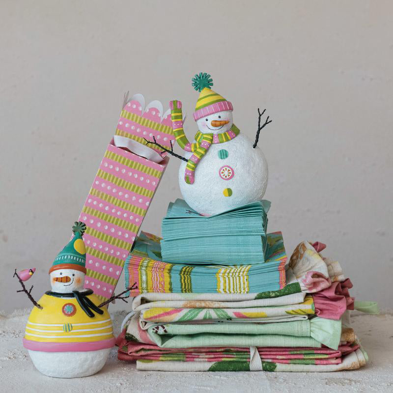 Creative Co-op Snowman with Glitter (Set of 2) - Multicolor