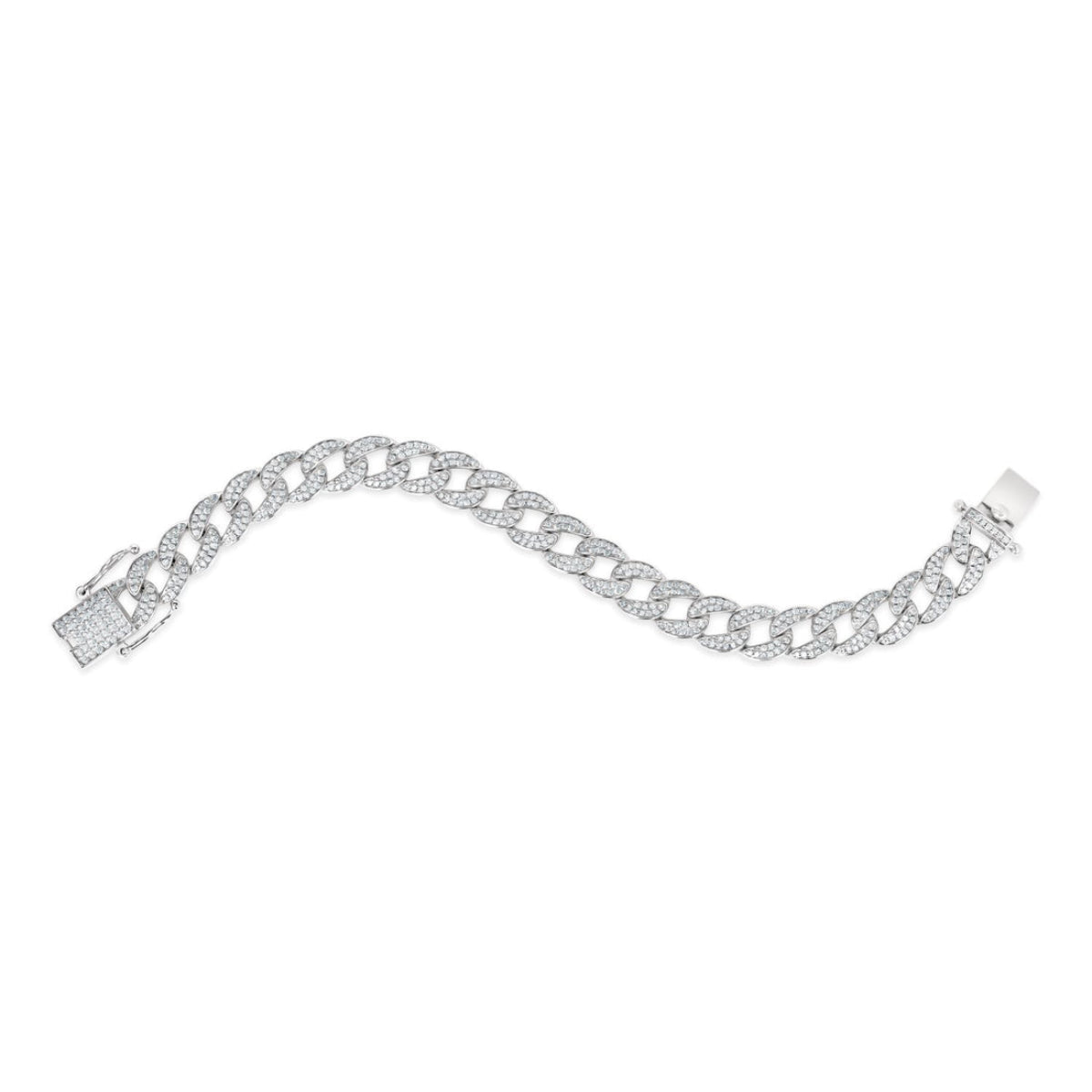 Anna Zuckerman Olivia 74 Women's 8" 3 ct. Diamond Crystalline Havana Cuban Bracelet in Platinum-Plating over 925 Sterling Silver