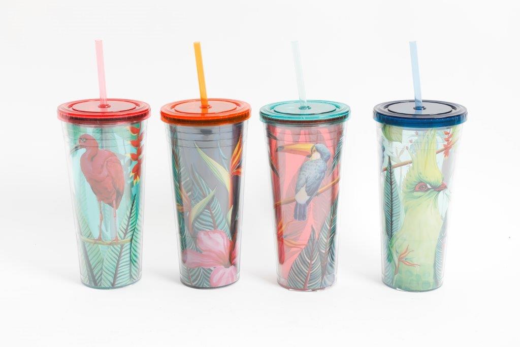 Gibson Tropical Bird Tumbler - Assorted Designs