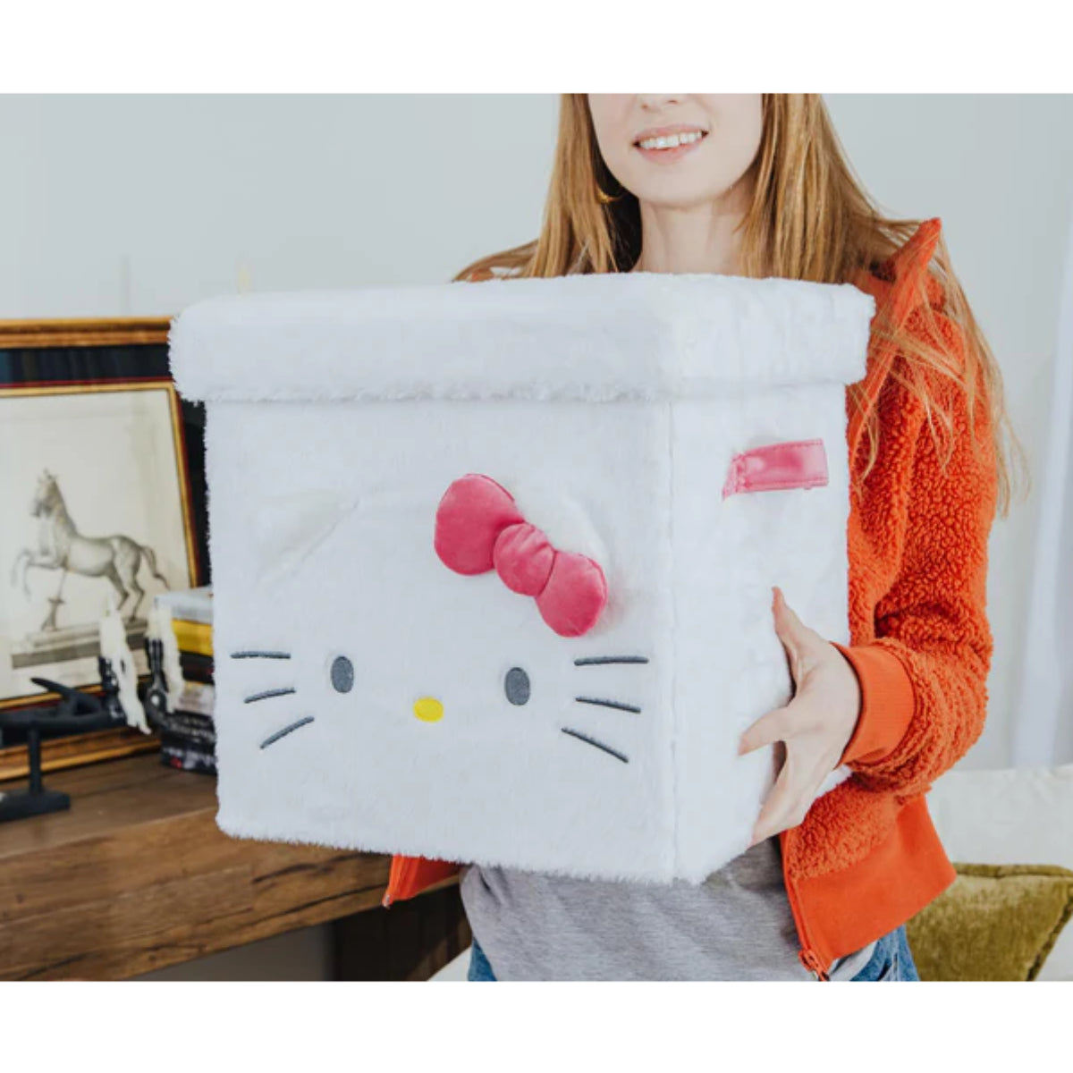 Hello Kitty 13" Plush Storage Cube with Lid - White