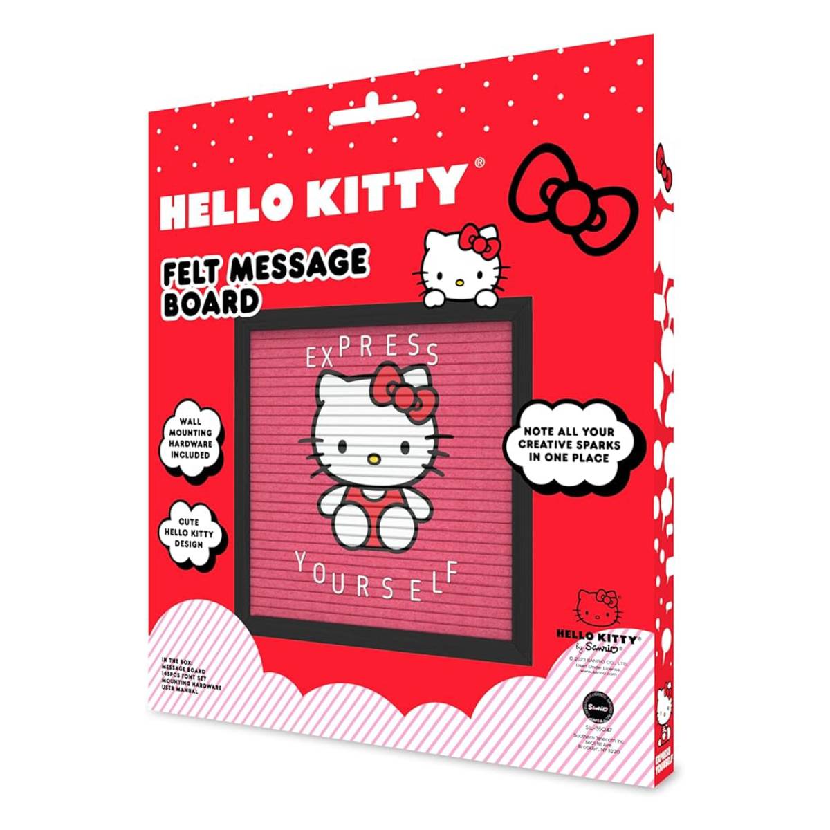 Hello Kitty Felt 10" x 10" Message Board – Red