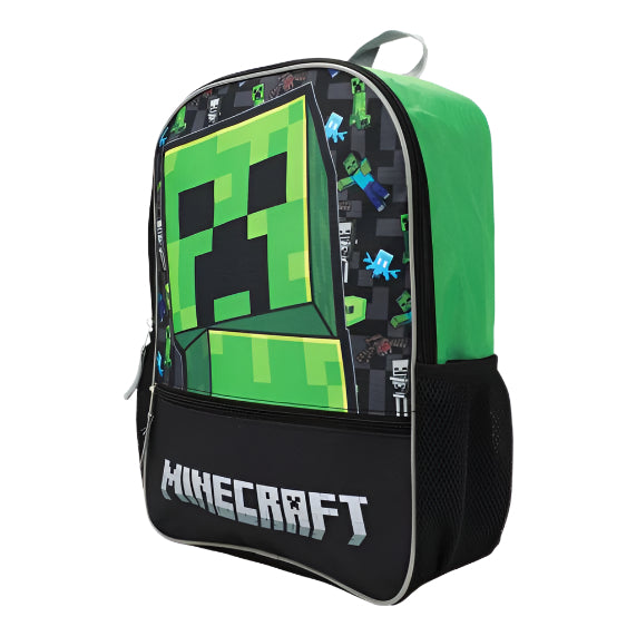 Minecraft 16" Creeper Backpack with Adjustable Strap - Blue/Green