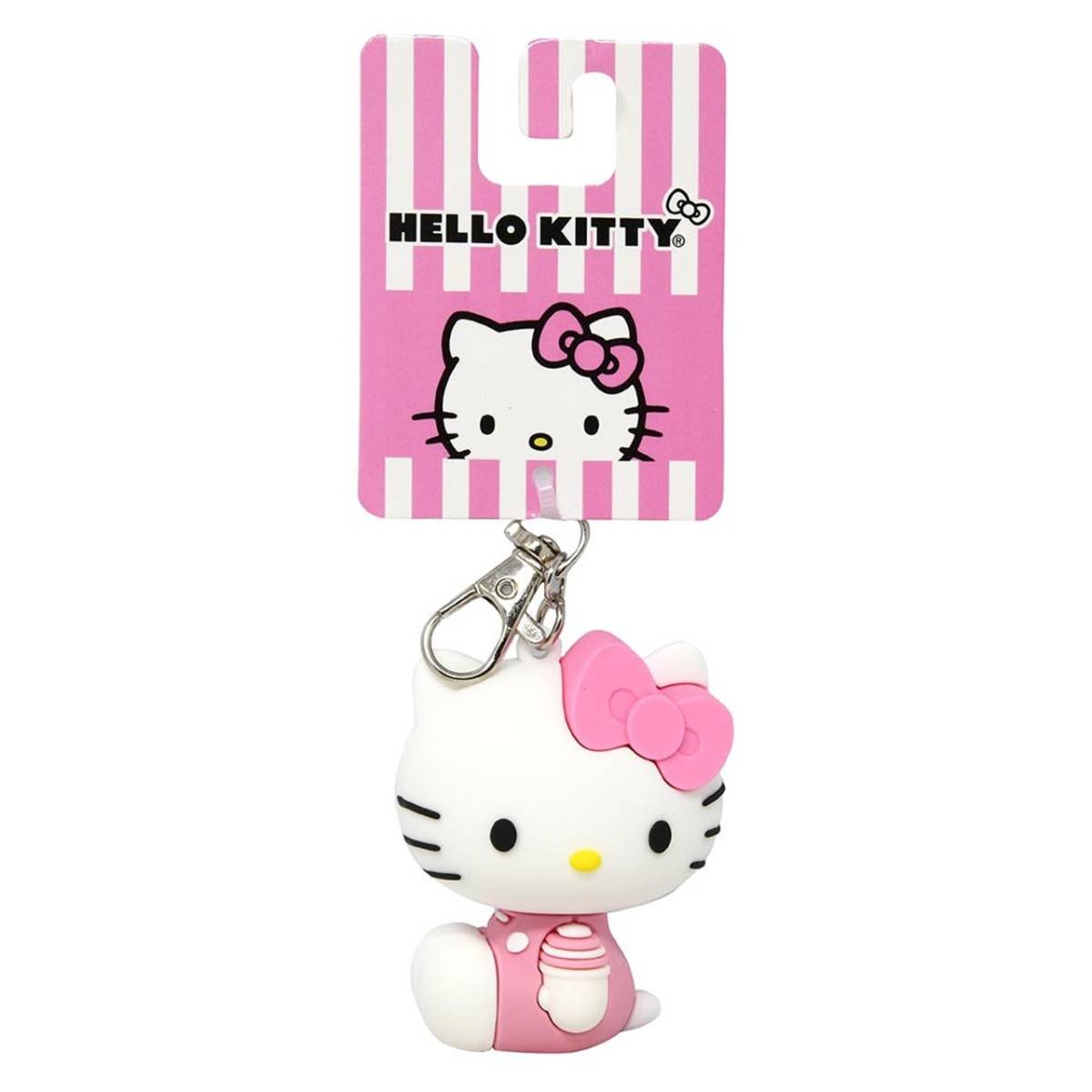 Hello Kitty 3D Molded Keychain - Pink/White