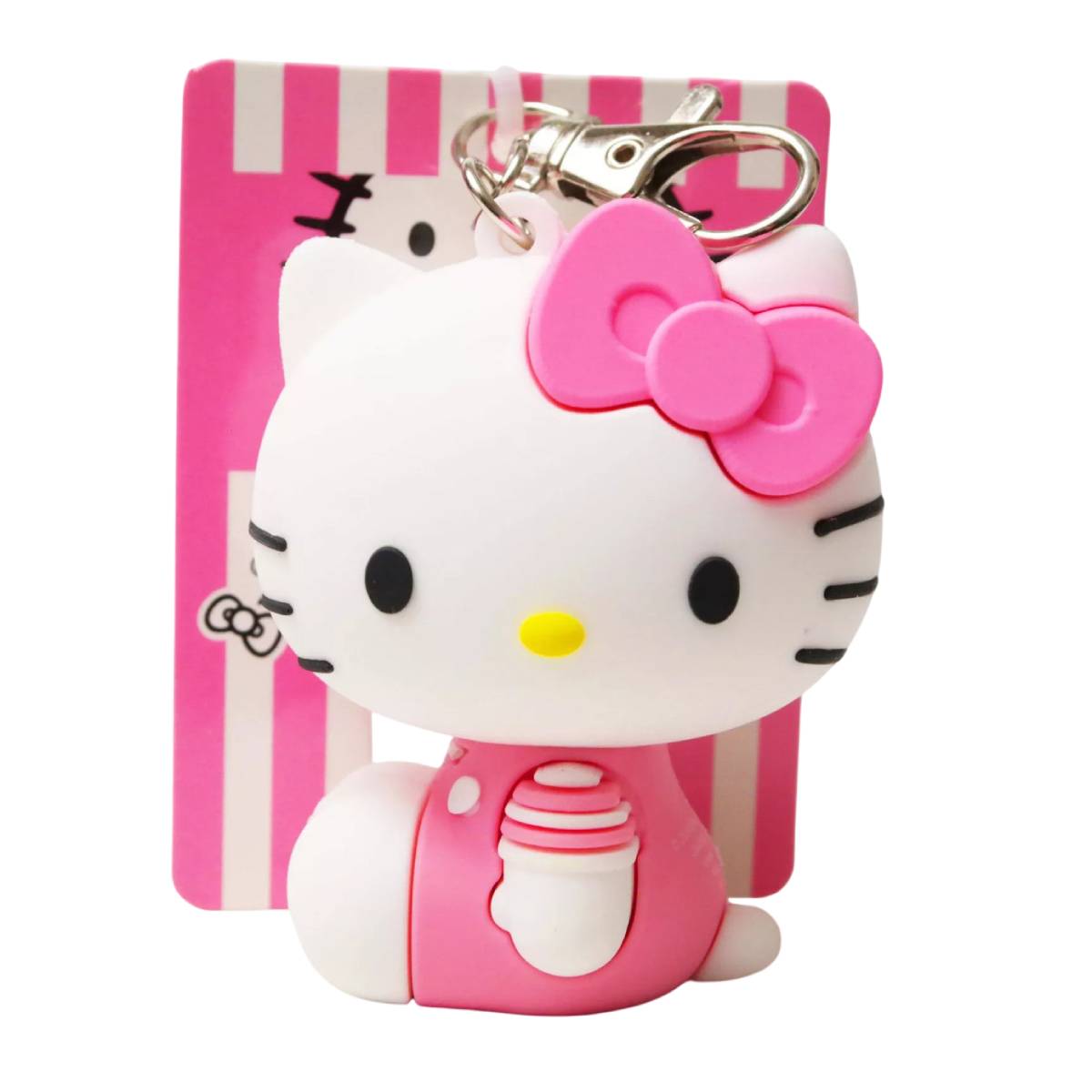 Hello Kitty 3D Molded Keychain - Pink/White