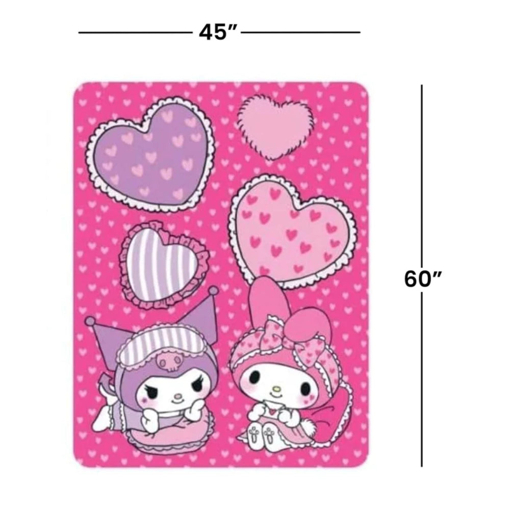 Sanrio My Melody & Kuromi 45 x 60 Fleece Throw Blanket - Pink