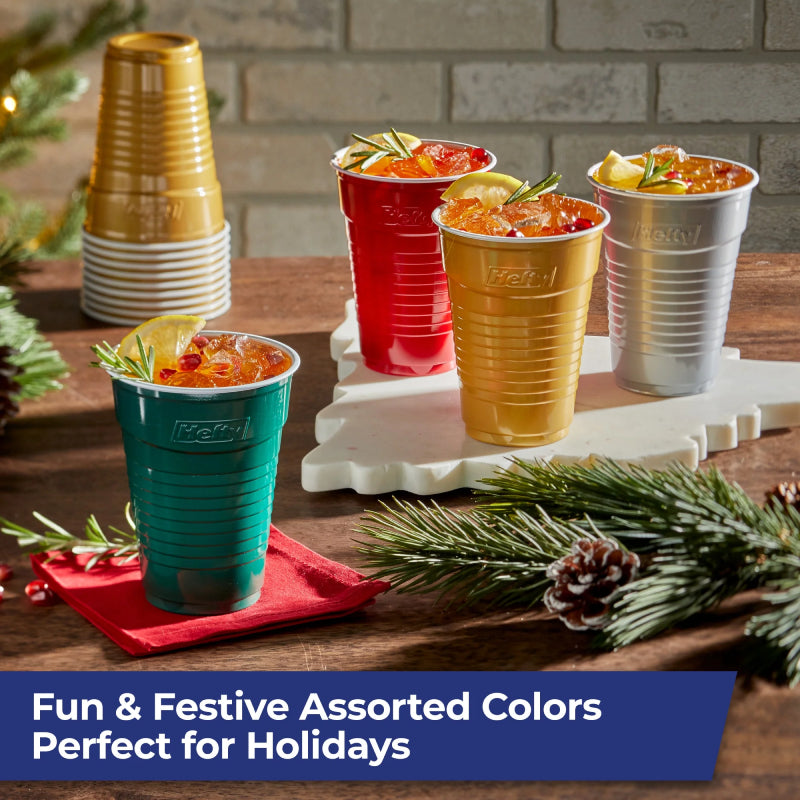 Hefty Party On Holiday 16 oz Disposable Cups (100-Pieces) - Assorted