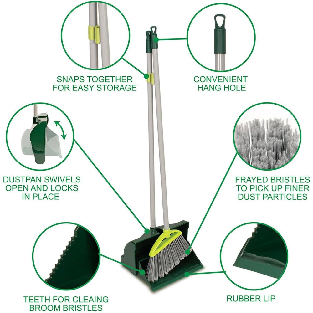 Pine-Sol Broom and Dustpan Set with Adjustable Handle - Green/Gray