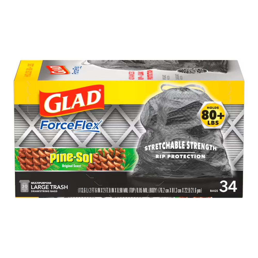 Glad ForceFlex DrawString Pine-sol Trash Bags (34-Count) - Black