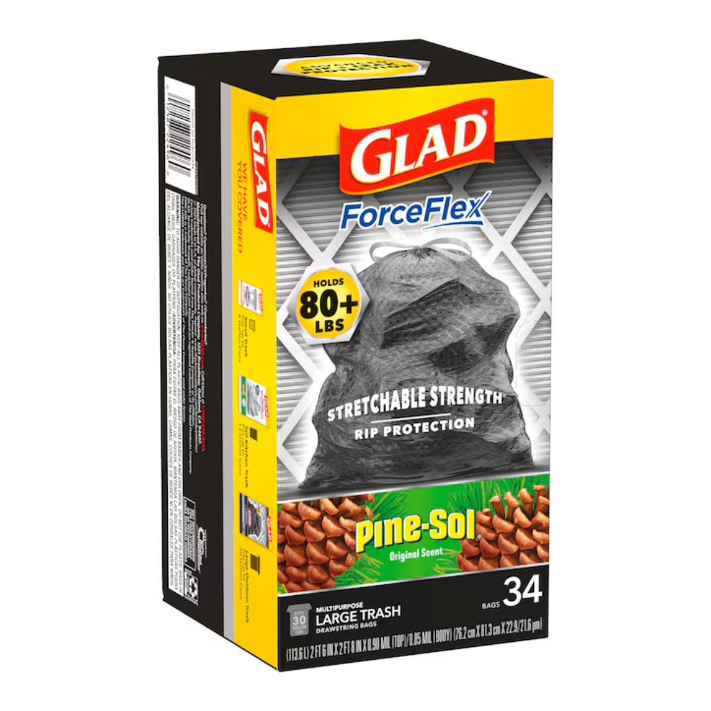 Glad ForceFlex DrawString Pine-sol Trash Bags (34-Count) - Black