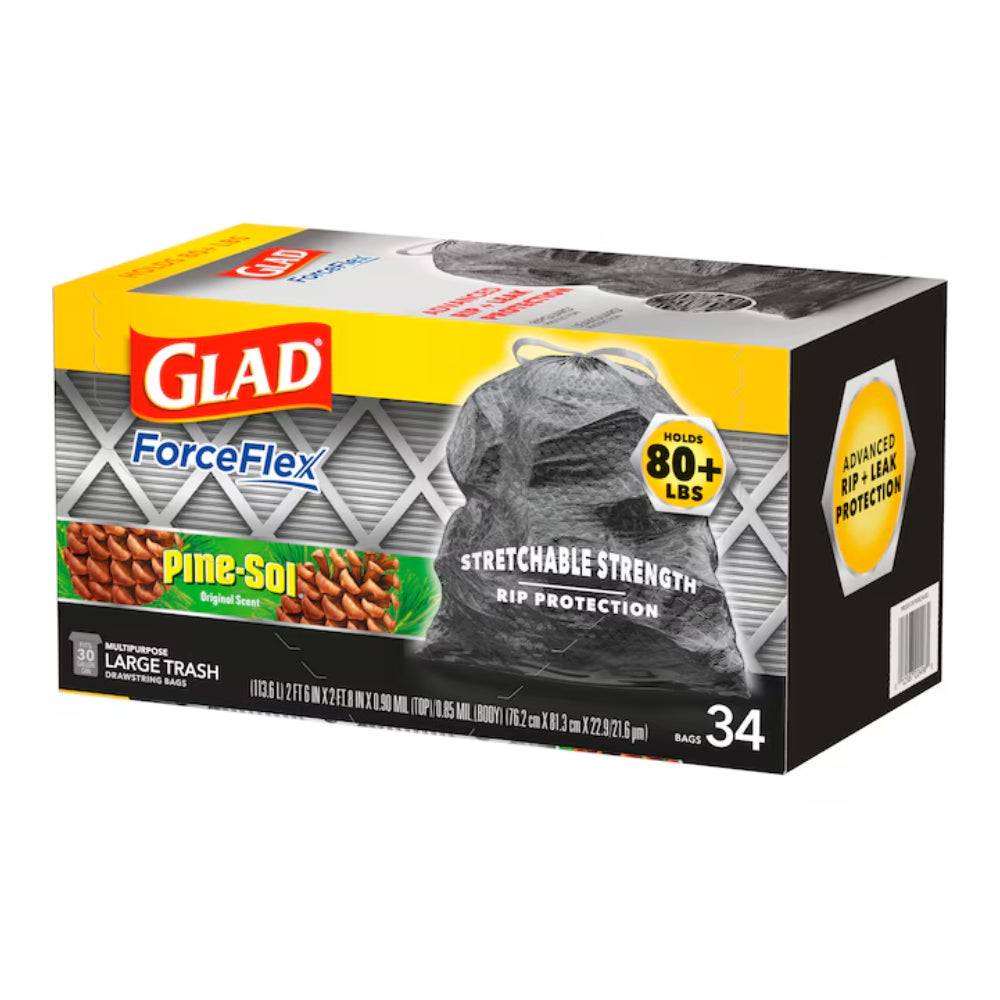 Glad ForceFlex DrawString Pine-sol Trash Bags (34-Count) - Black