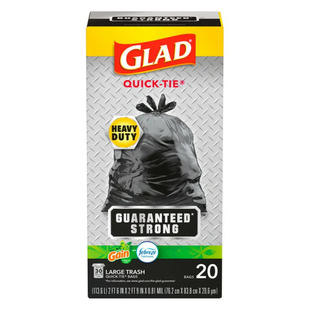 Glad Quick-Tie DrawString Gain Original Trash Bags (20-Count) - Black