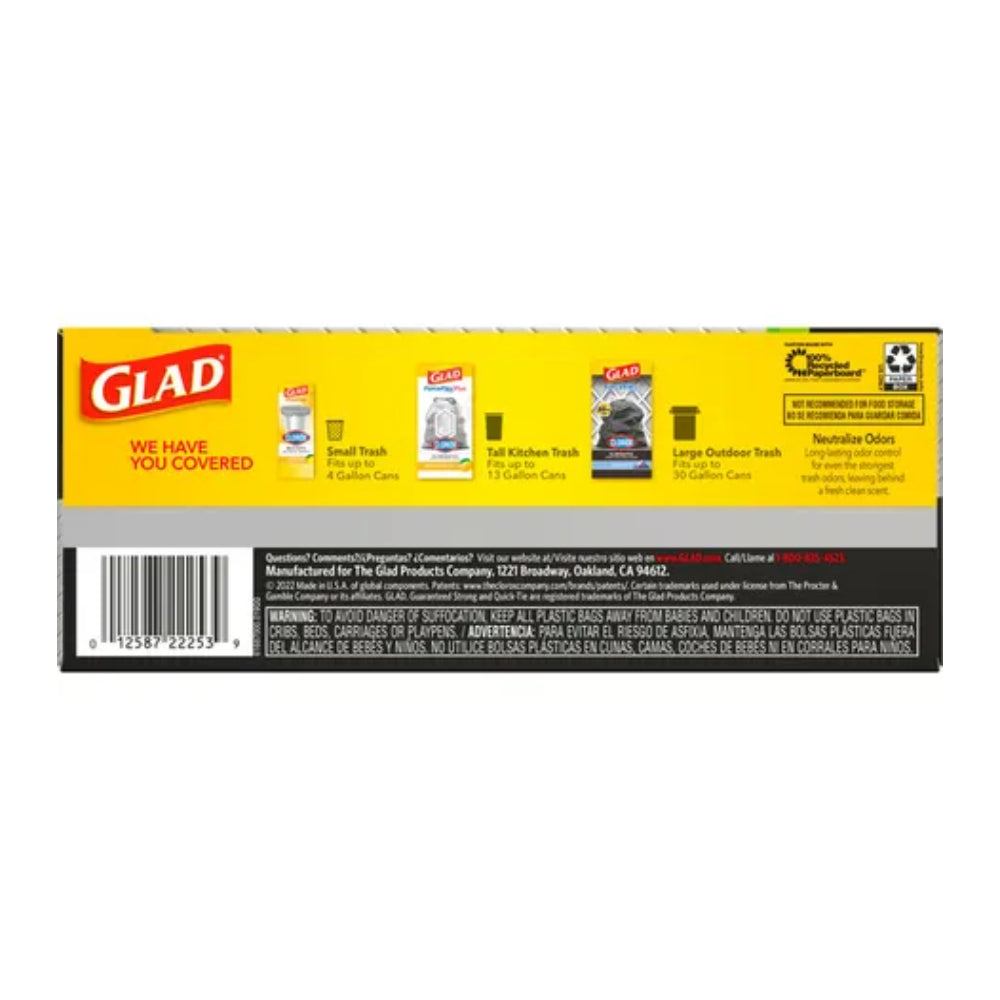 Glad Quick-Tie DrawString Gain Original Trash Bags (20-Count) - Black