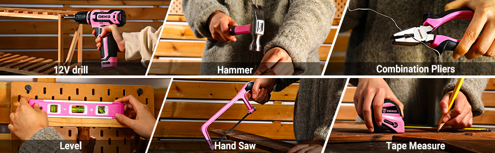 DEKO Home Mechanic Toolbox with 12V Cordless Drill Set