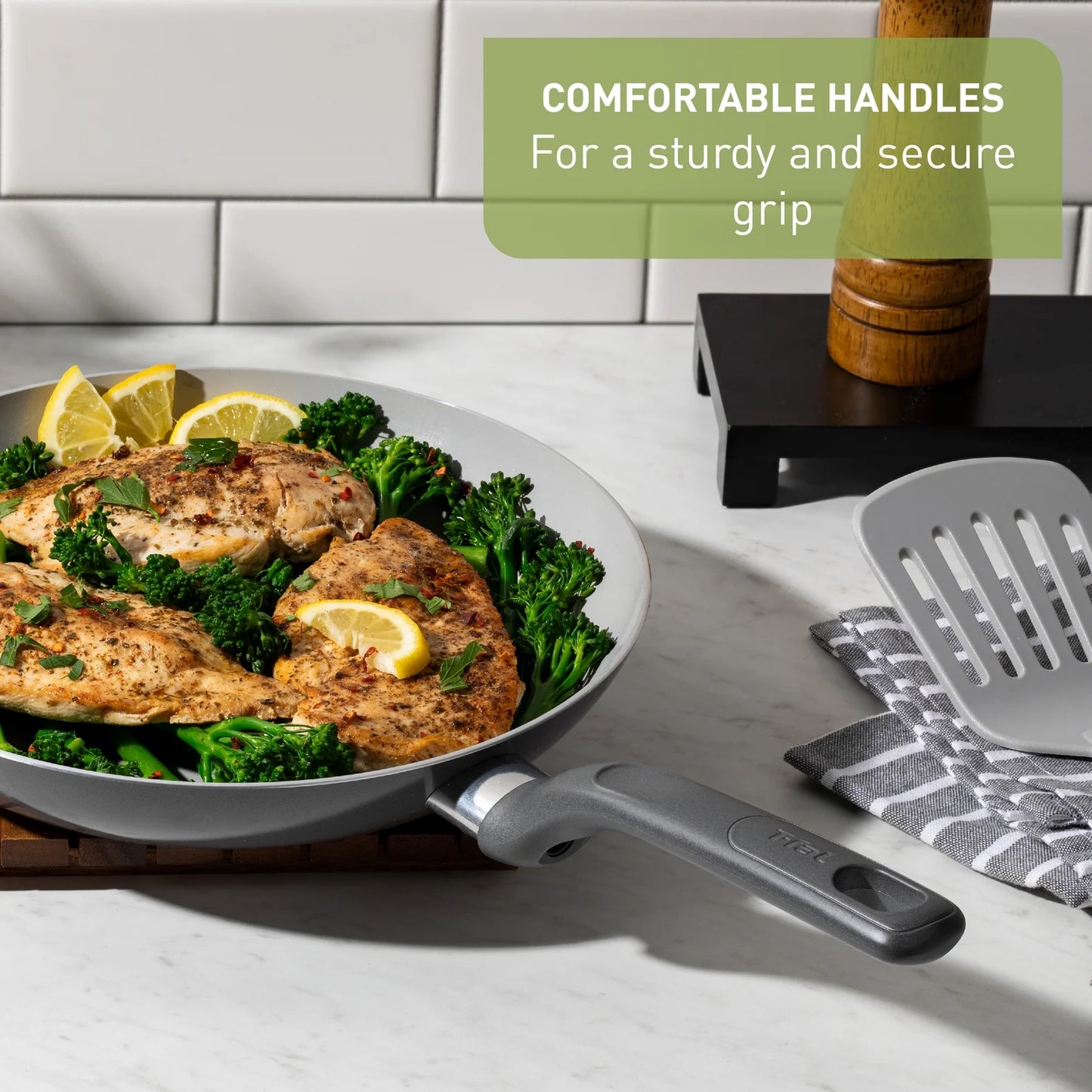 T-Fal Simply Cook Ceramic Fry Pan Set - Gray