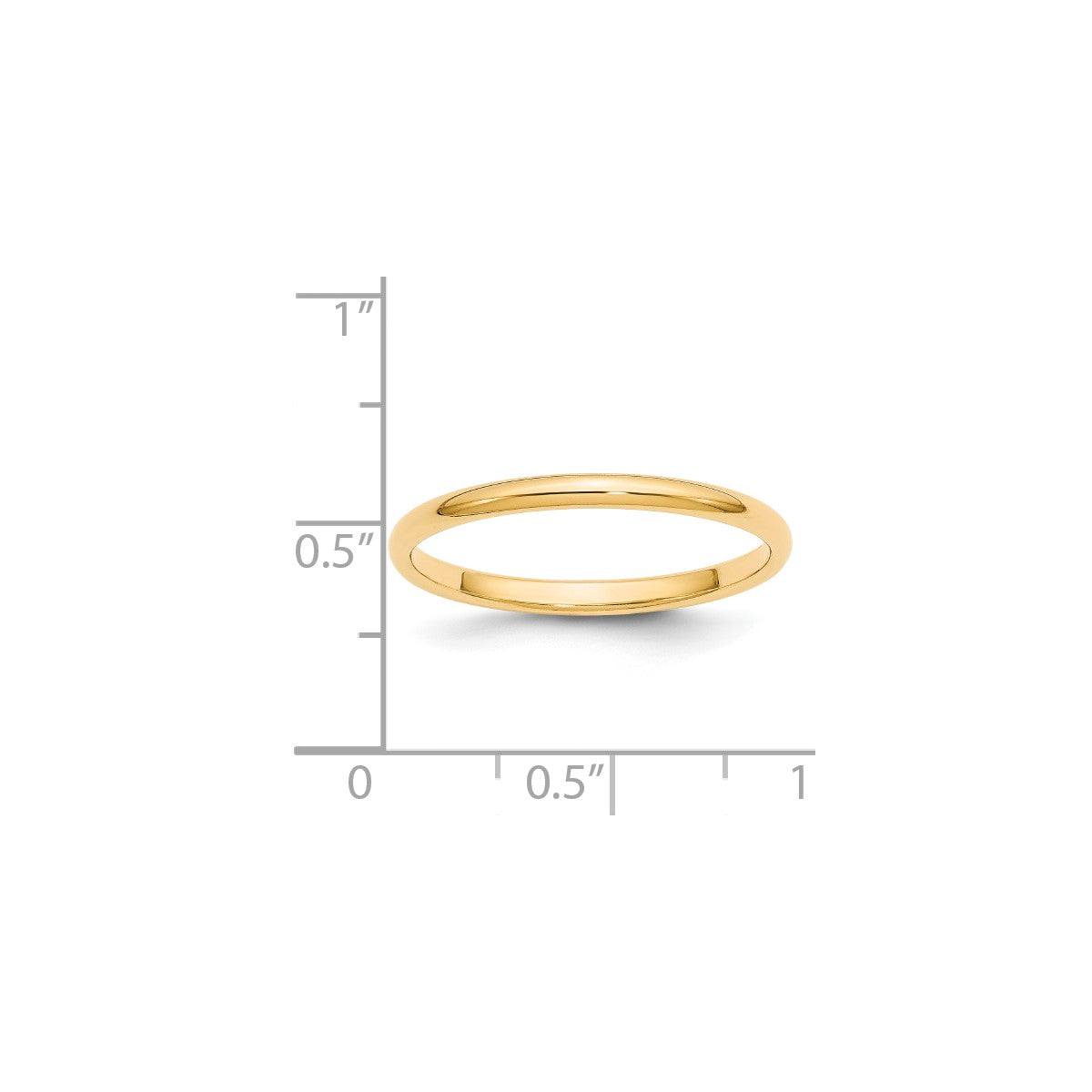 14K Yellow Gold Unisex Half Round Band Ring