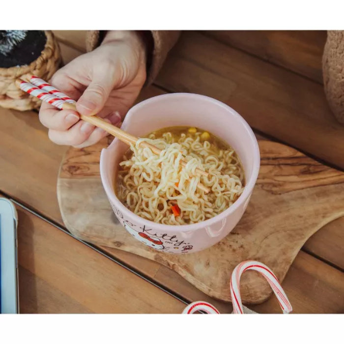 Sanrio Hello Kitty Holiday 20 oz Ceramic Ramen Bowl and Chopstick Set