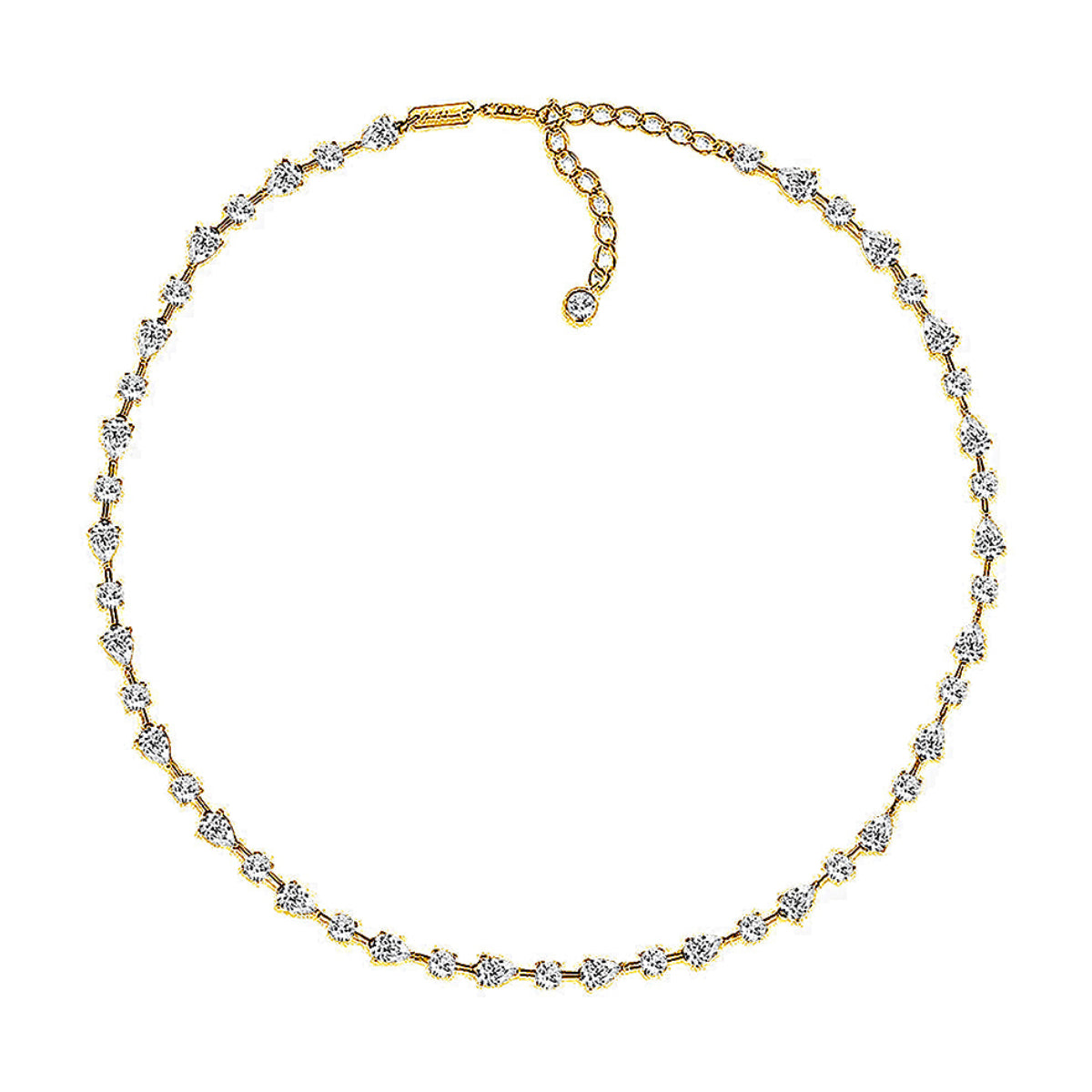Anna Zuckerman Olivia 84 Women's 16" 9.80 ct. Diamond Crystalline Sabrina Choker Necklace in 18K Yellow Gold-Plating over 925 Sterling Silver