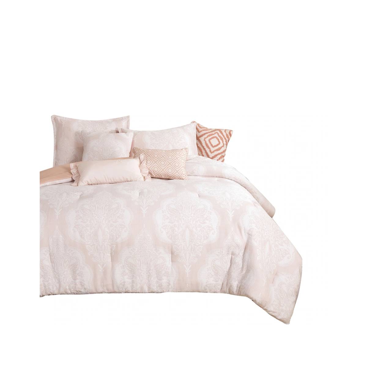 ESCA Chiara King Size Comforter Set (7- Pieces) - Pink