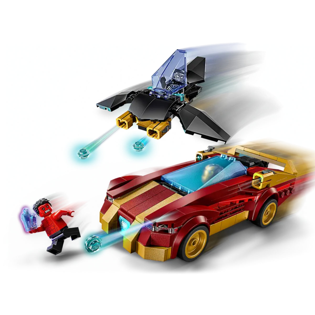 LEGO Marvel Iron Man Car & Black Panther vs Red Hulk Super Hero Building Toy Set (295-Pieces)
