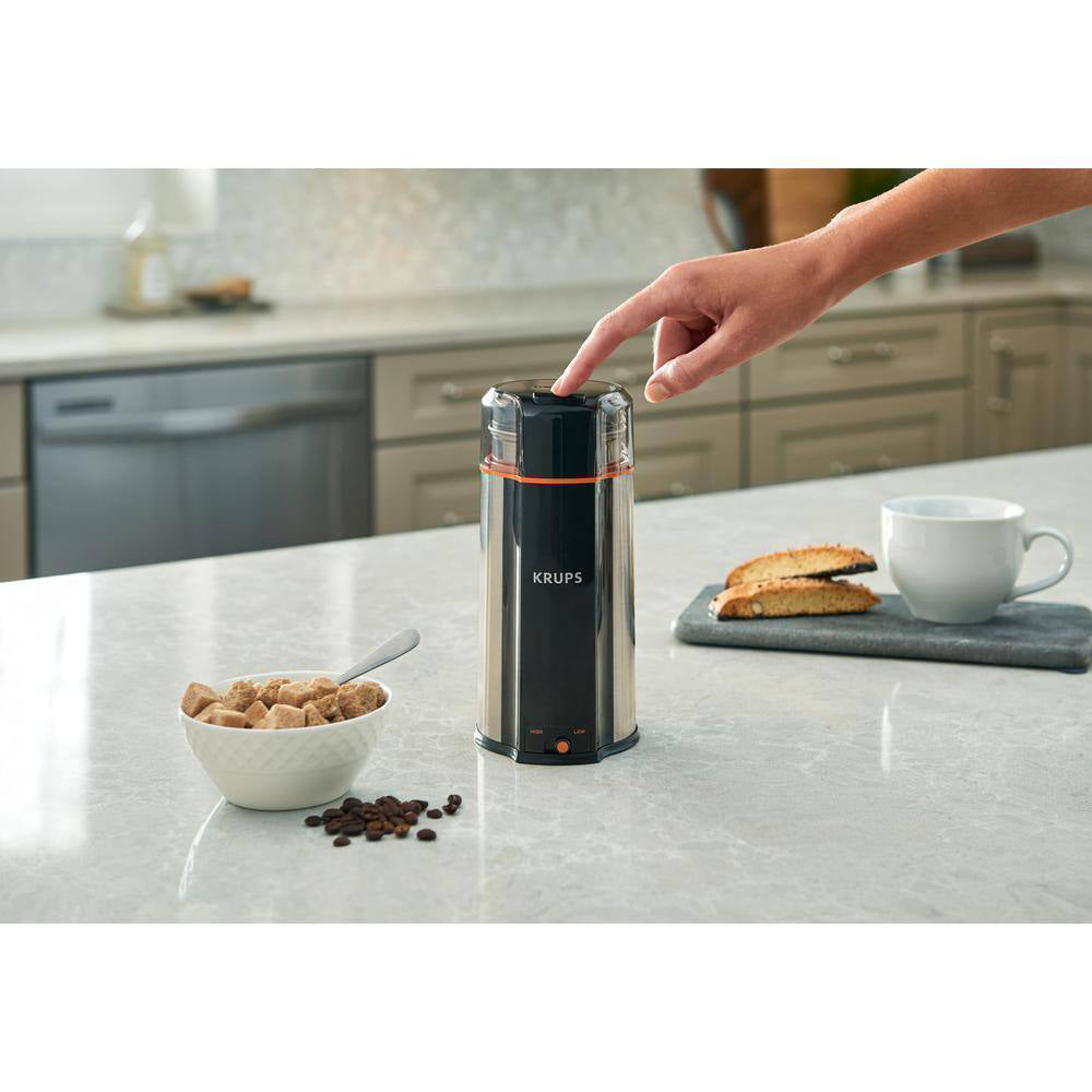 Krups GX336D50 Ultimate Silent 3-in-1 Electric Coffee & Spice Grinder - Black/Stainless Steel