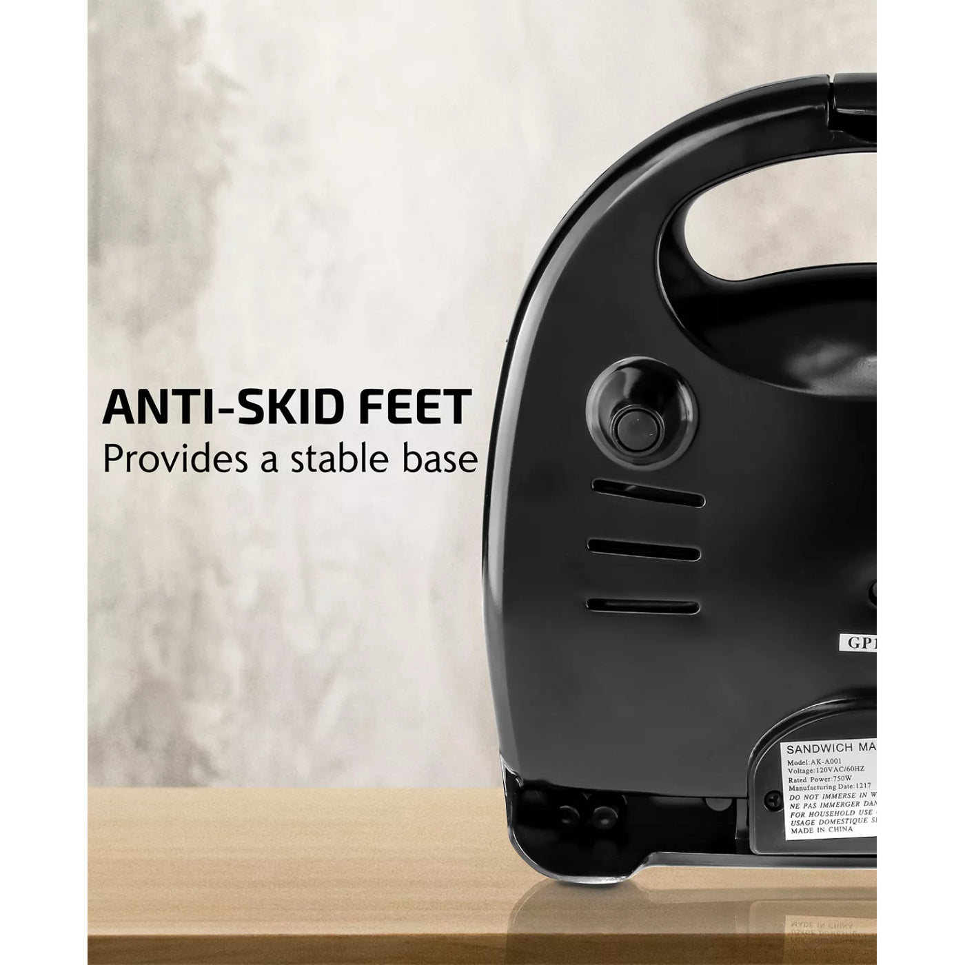 Sandwichera eléctrica 3 en 1 Ovente con placas antiadherentes extraíbles - Color negro