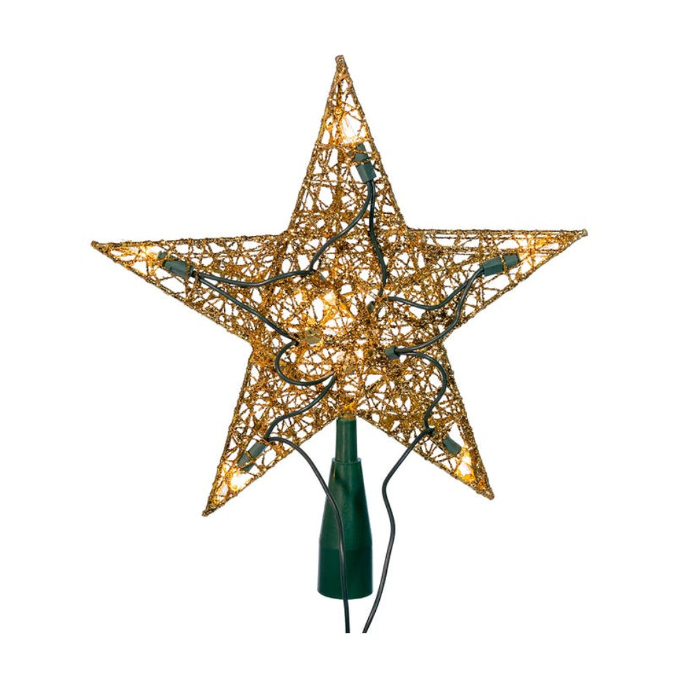 Kurt Adler 10-Light Gold Wire Star Treetop, 9-Inch
