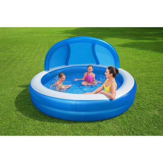 Bestway H2OGO! Summer Days Inflatable Round Family Pool with UV Careful Sunshade - Curacao