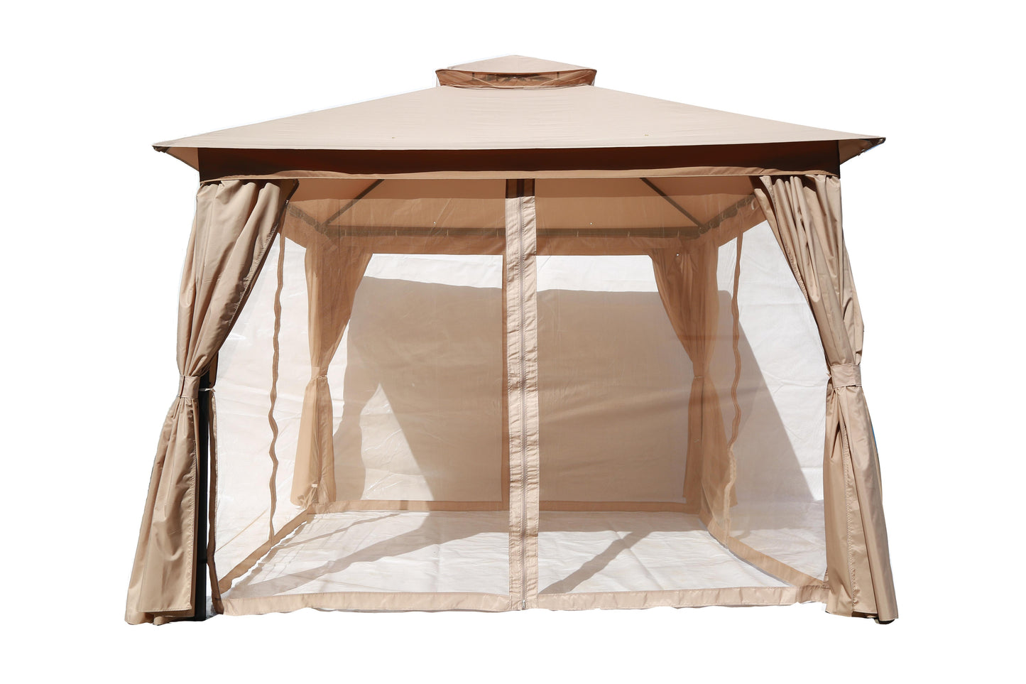 The Outdoor Institute 10 x 10 ft. Double Top Waterproof Gazebo with Curtain and Mosquito Netting
