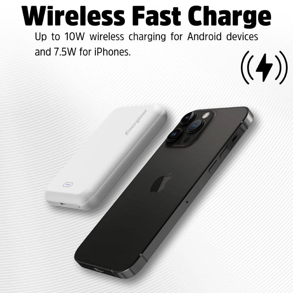 Energizer QM5000 5000mAh Magnetic Wireless Power Bank - White