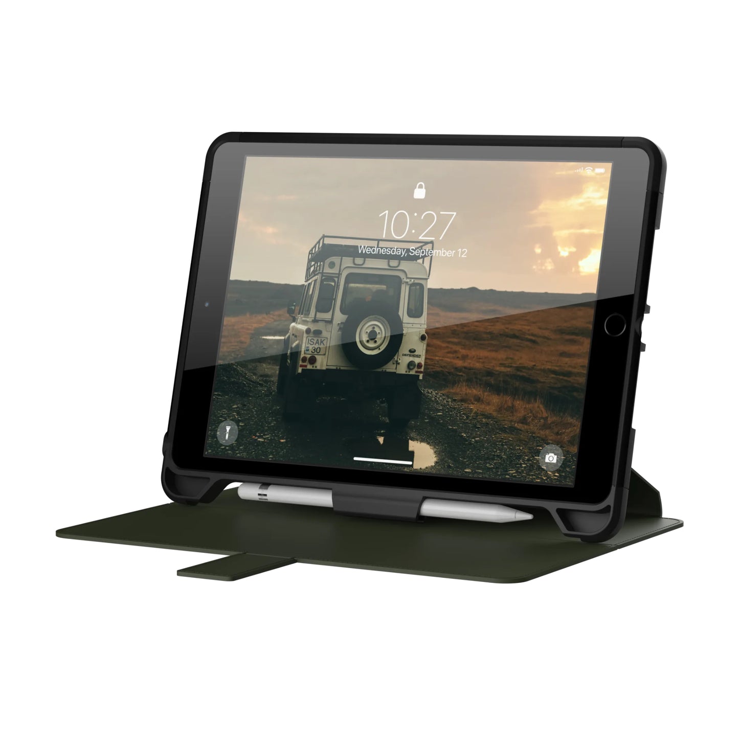 Urban Armor Gear Scout Series iPad 10.2" Folio Case (8th Generation), Black/Olive