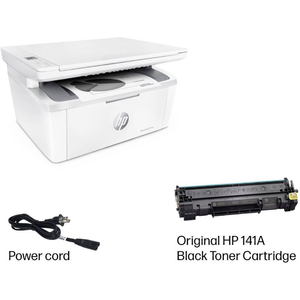HP LaserJet M140w Wireless Black and White Printer - White