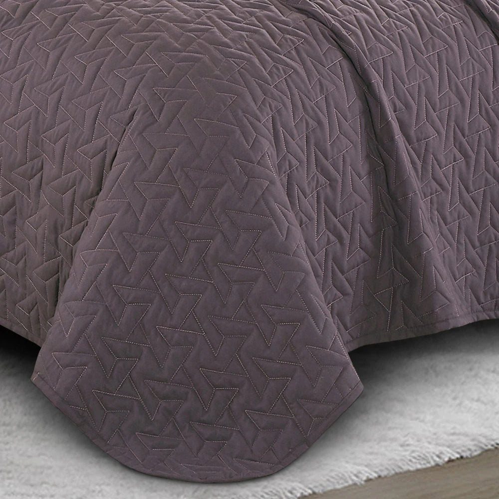 Esca Lada Queen Size 3-Piece Microfiber Reversible Bedspread Set - Purple