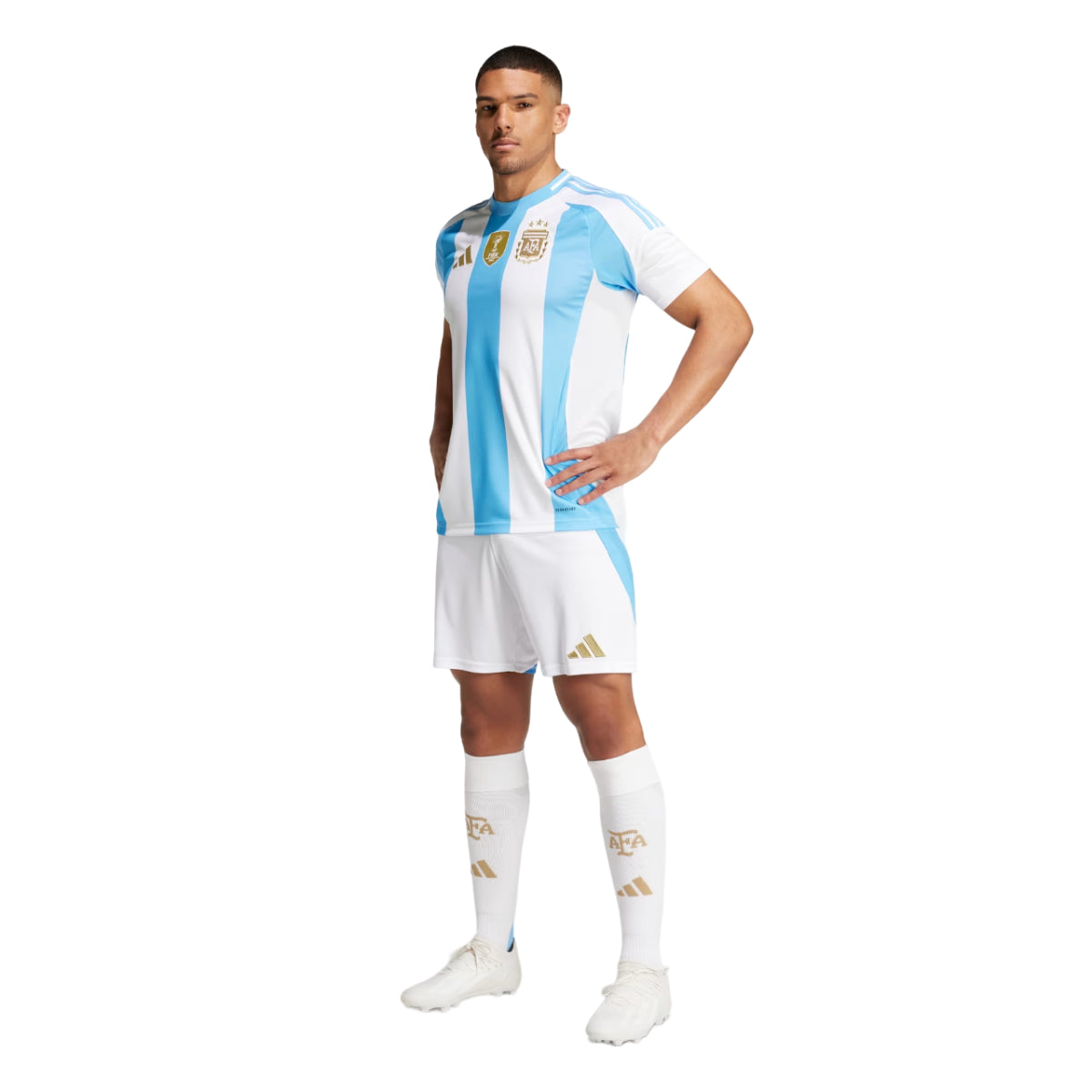 Adidas Argentina 2024 Home Stadium Large Soccer Jersey - White/Blue Burst